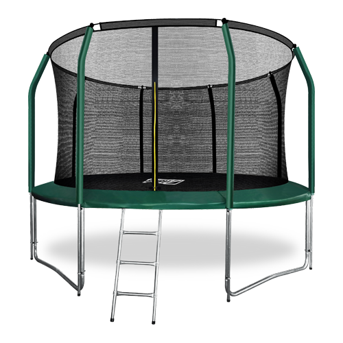 ARLAND Батут премиум 12FT с внутренней страховочной сеткой и лестницей (Dark green) (темно-зеленый)