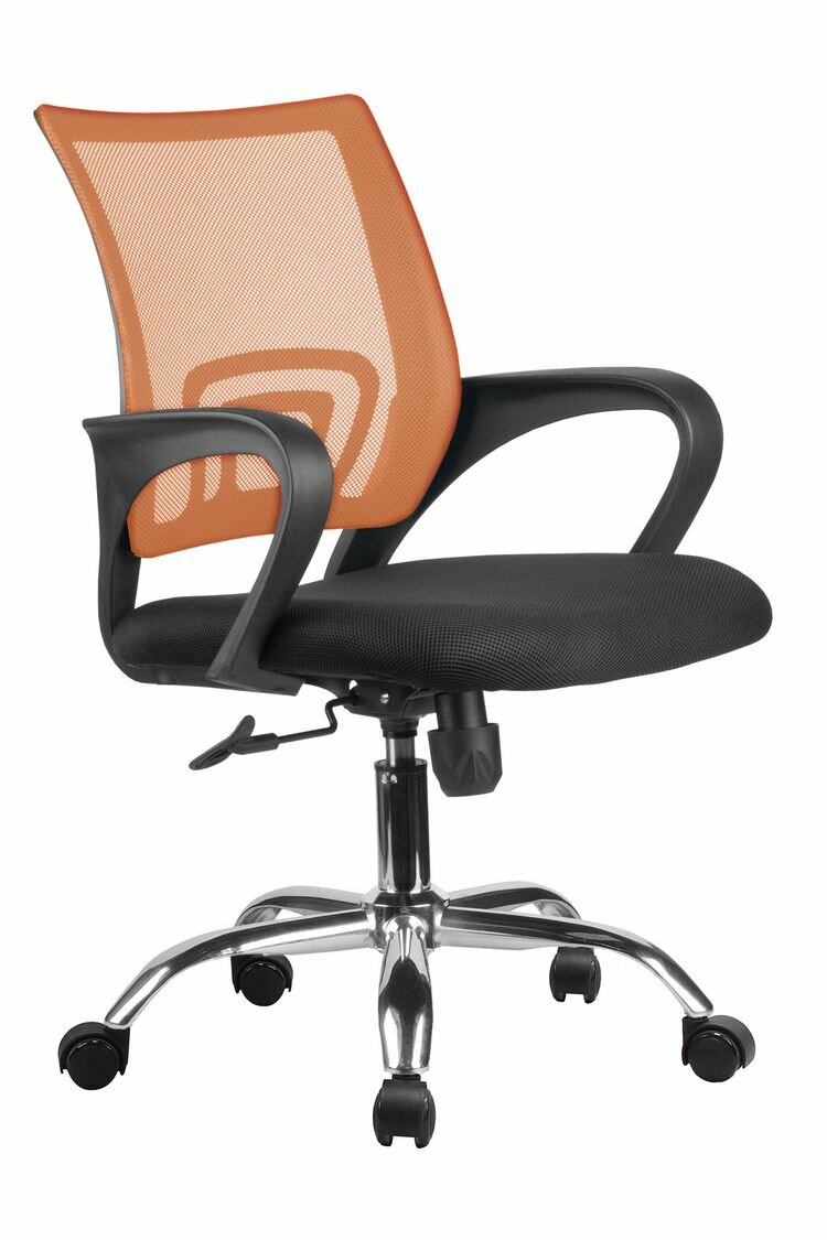 Компьютерное кресло Riva Chair 8085 JE Оранжевая сетка Хром крестовина