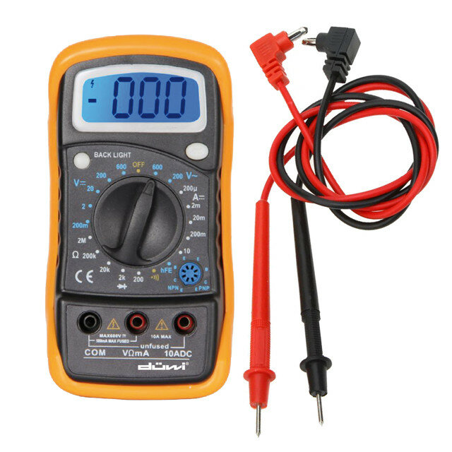 фото Мультиметр duwi profi цифровой с противоударным изолирующим чехлом и подсветкой