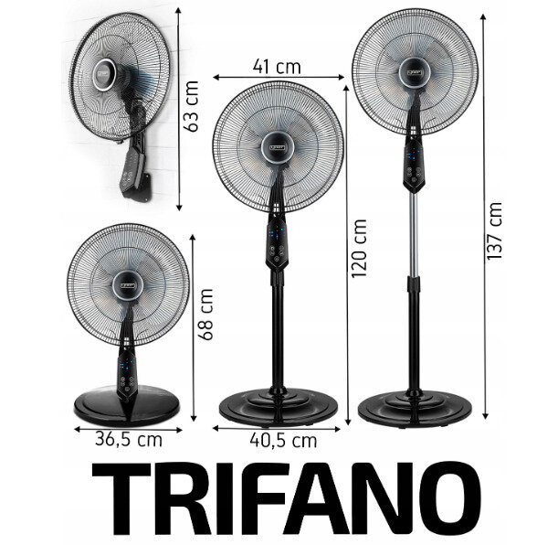 Вентилятор напольный настольный и настенный Yoer Trifano BF02BK черный - фотография № 15