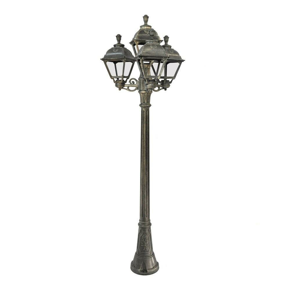 Bisso/Cefa 3L U23.158.S30.BXF1R Светильник садовый с 3 фонарями 1950 мм (корпус античная бронза, плафон прозрачный) Fumagalli - фото №1