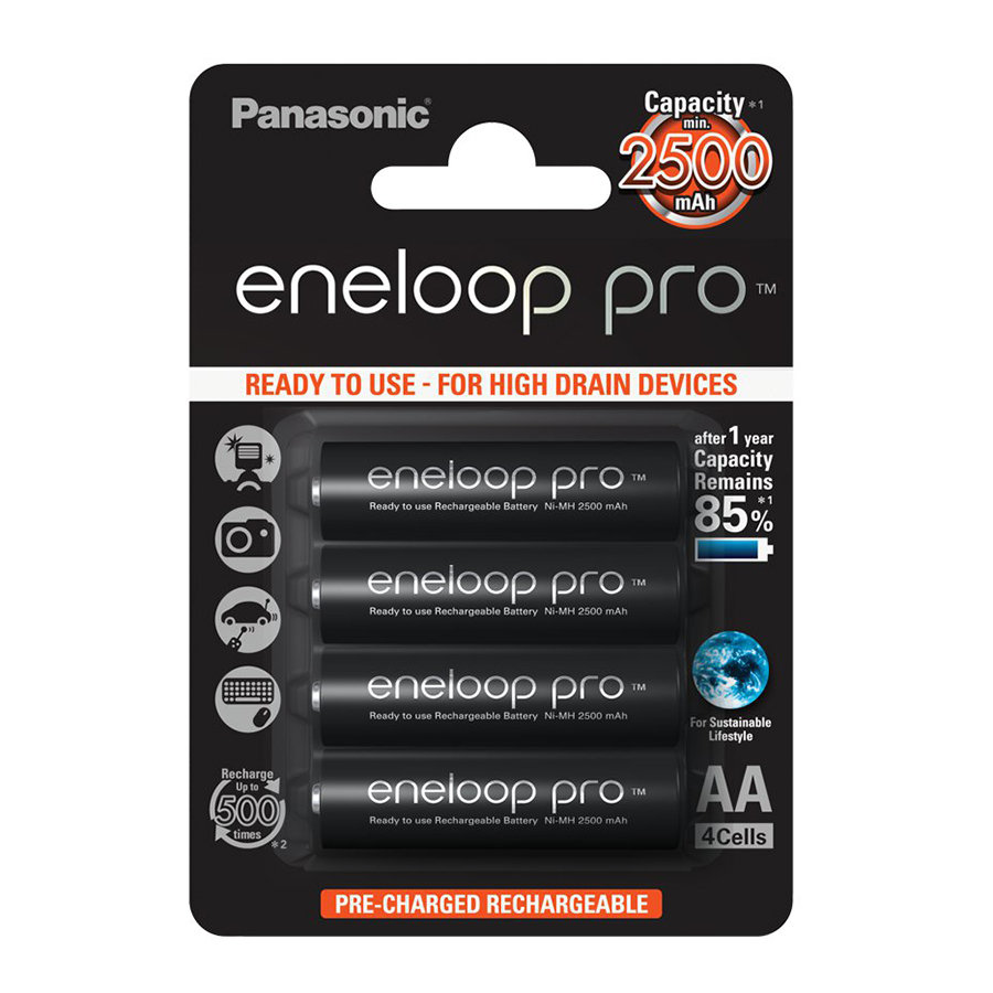 Аккумуляторы Panasonic Eneloop Pro AA 2500мАч BK-3HCDE-4BE 4шт Panasonic Eneloop 078-02