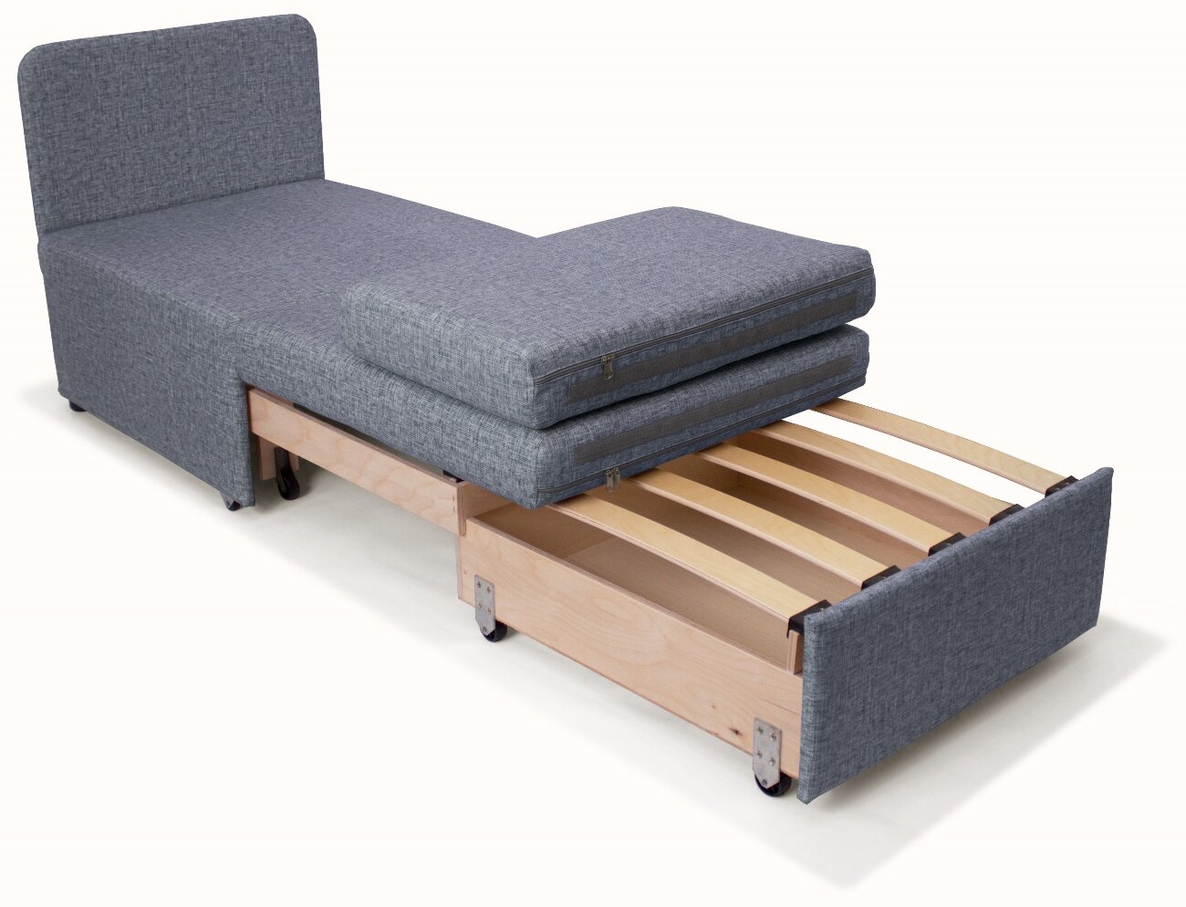 Кресло-кровать Миник 3в1: кресло, кровать, кушетка. 65х89х74 см, с ящиком, выкатной механизм трансформации, велюр Rich Grey - фотография № 6