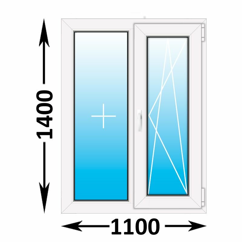 Пластиковое окно Veka WHS двухстворчатое 1100x1400 (ширина Х высота) (1100Х1400)