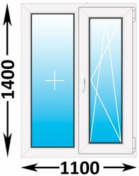 Пластиковое окно Veka WHS 60 двухстворчатое 1100x1400 (ширина Х высота) (1100Х1400)