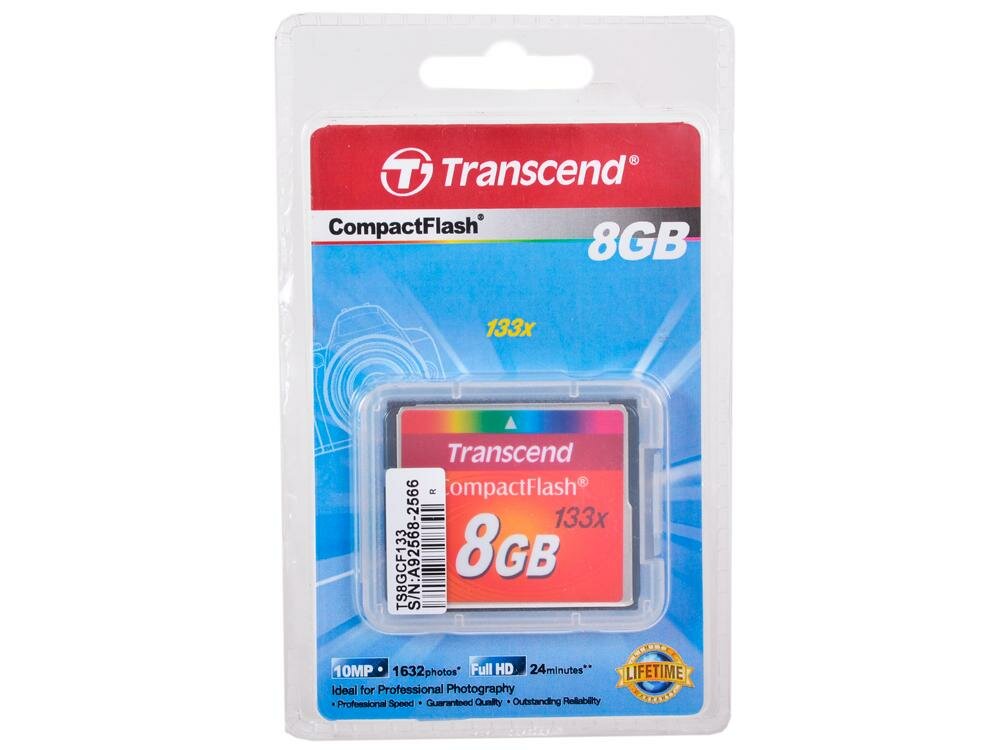 Карта памяти Compact Flash 8Gb Transcend <133x>