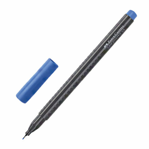 Ручка капиллярная (линер) FABER-CASTELL "Grip Finepen", комплект 100 шт., синяя, трехгранная, корпус черный, 0.4 мм, 151651