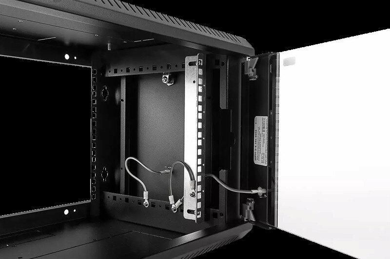 ЦМО Шкаф телекоммуникационный настенный разборный эконом 6U (600х520) дверь стекло цвет черный