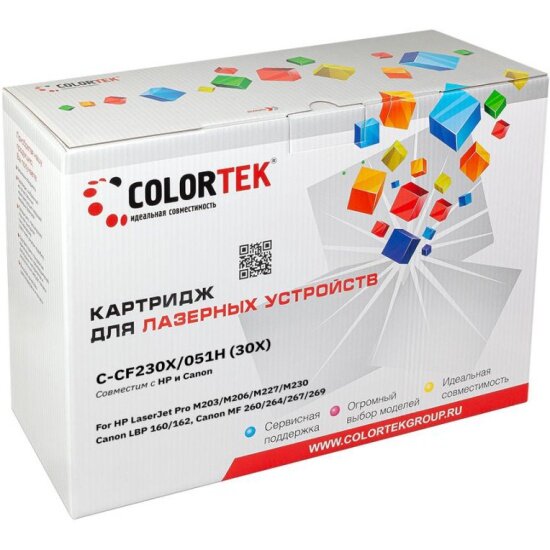 Картридж лазерный Colortek CF230X/C-051H для принтеров HP и Canon