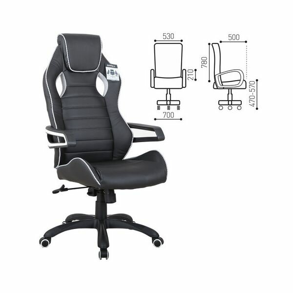Компьютерное кресло BRABIX Techno Pro GM-003 (экокожа черное/серое вставки серые)