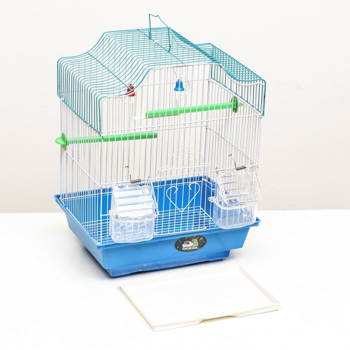 Клетка для птиц 30 х 23 х 39 см, синяя - фотография № 7