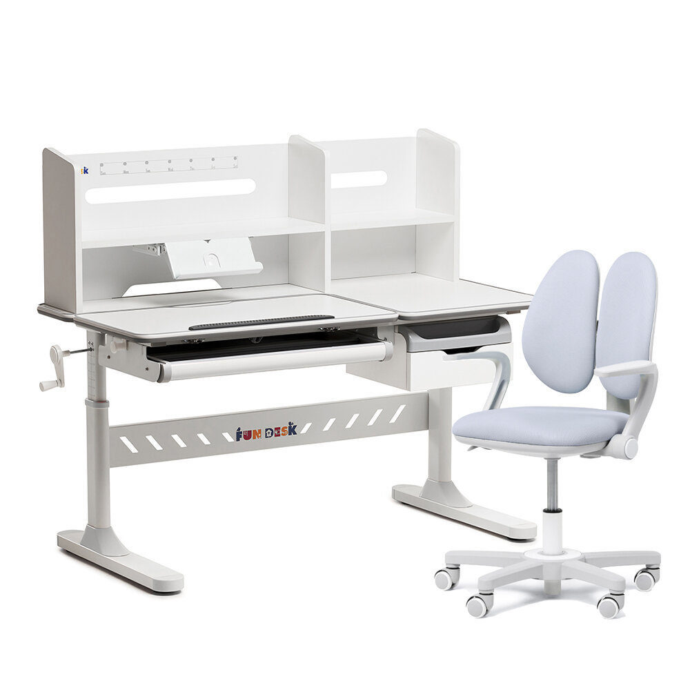  - Fundesk Fiore ll Grey +   Fundesk Mente Grey