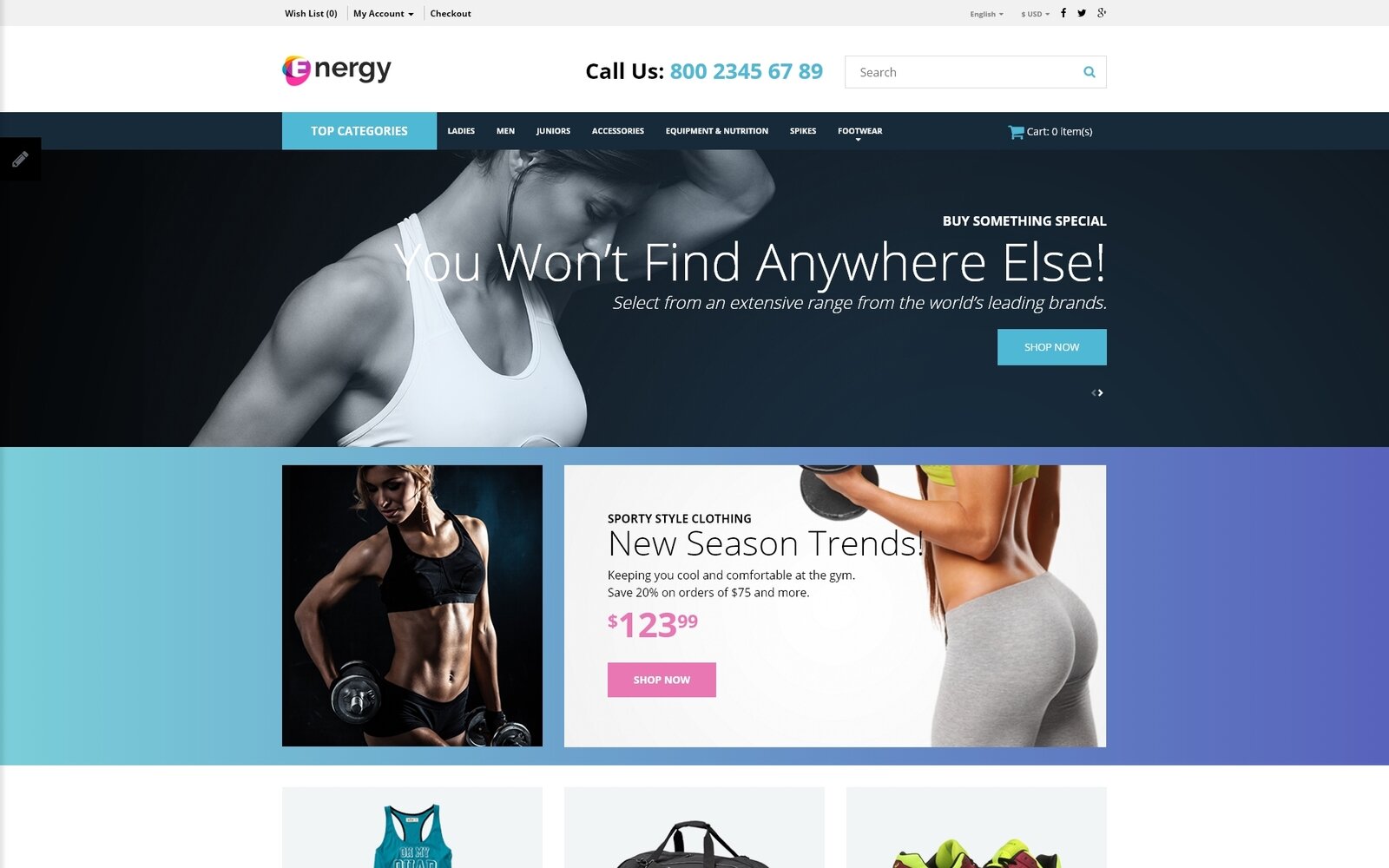 Sports Store Responsive Шаблон OpenCart