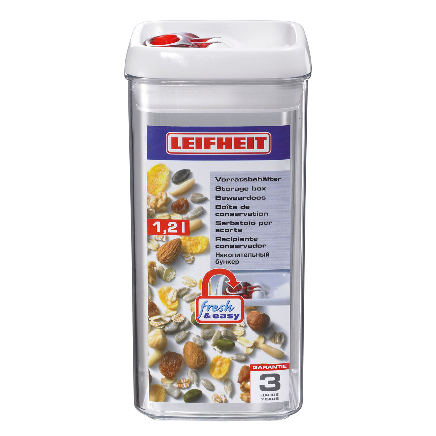 Контейнер для хранения продуктов Leifheit Fresh & Easy, квадратный, 1.2л 31210 - фотография № 2