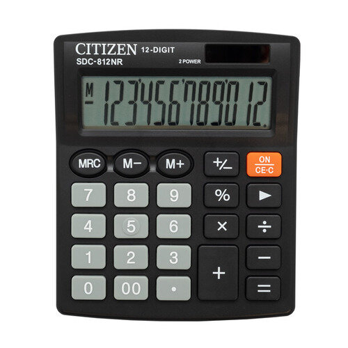 Калькулятор Citizen SDC-812NR, 12-разрядный, черный