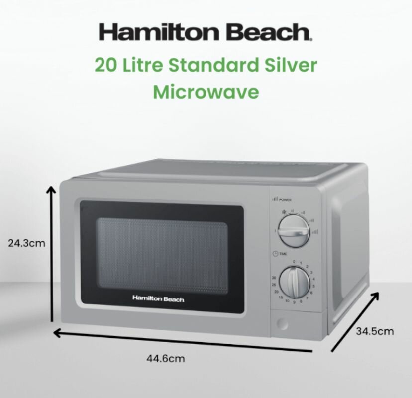 Микроволновая печь Hamilton Beach HB70T20S, серебристая (20 л) - фотография № 2