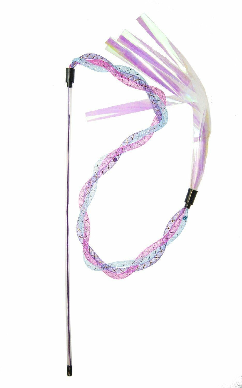 Japan Premium Pet Эластичная дразнилка с перьями, жемчужными ленточками и колокольчиками внутри, розово-голубая