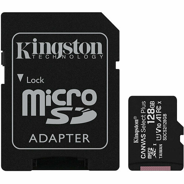 Карта MicroSD 128 ГБ Kingston Canvas Select Plus UHS-I U1 A1 V10 100 Mb*s с адаптером