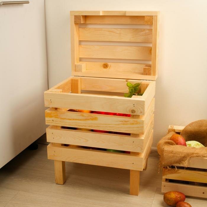 Ящик 30 х 40 х 50 см с крышкой, для хранения овощей и фруктов 5302081 - фотография № 3