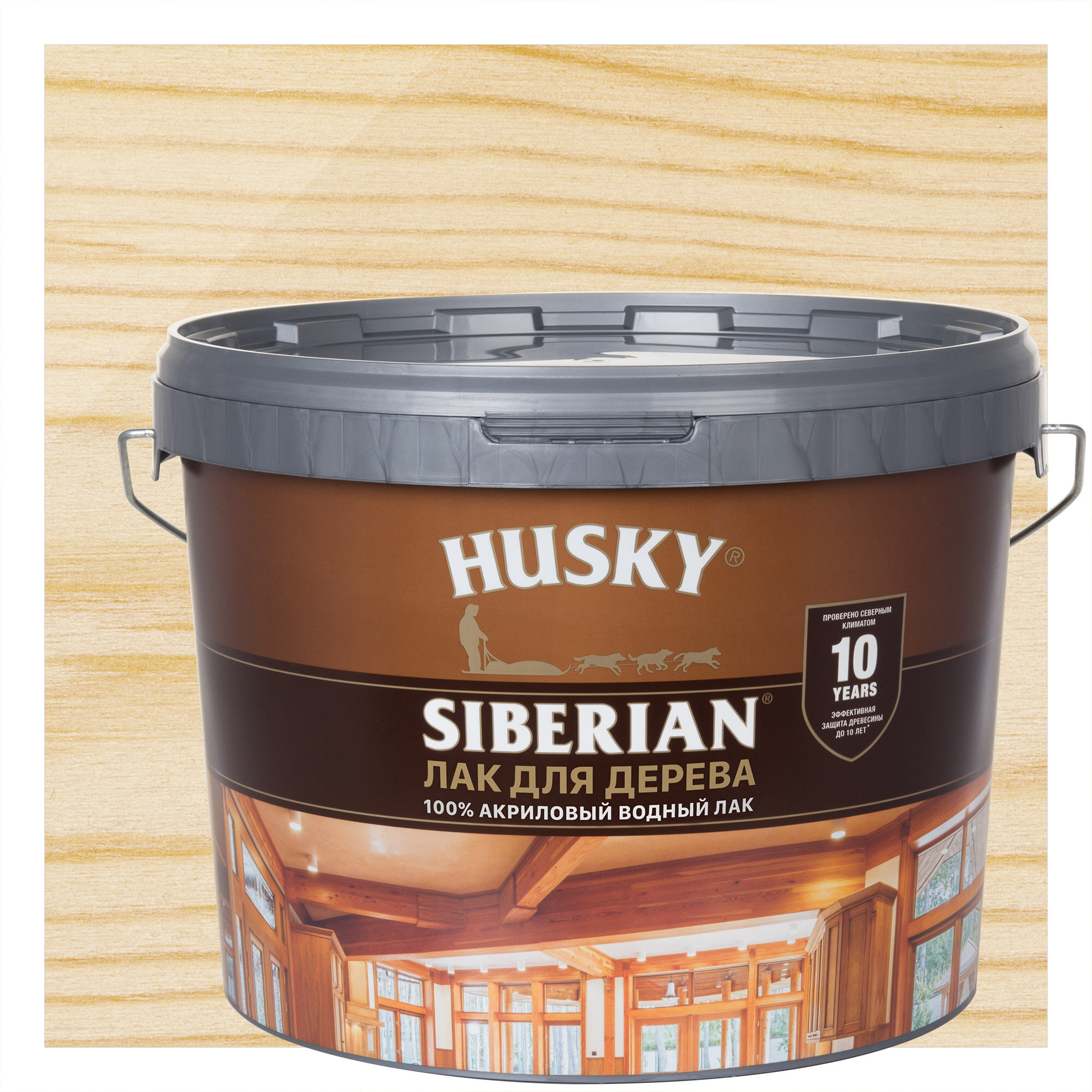 фото Лак для стен и потолков акриловый HUSKY Siberian бесцветный 9 л