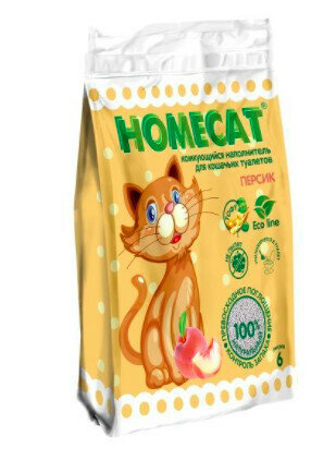 HOMECAT Эколайн Персик 12 л комкующийся наполнитель для кошачьих туалетов с ароматом персика 1х4 222 (2 шт)