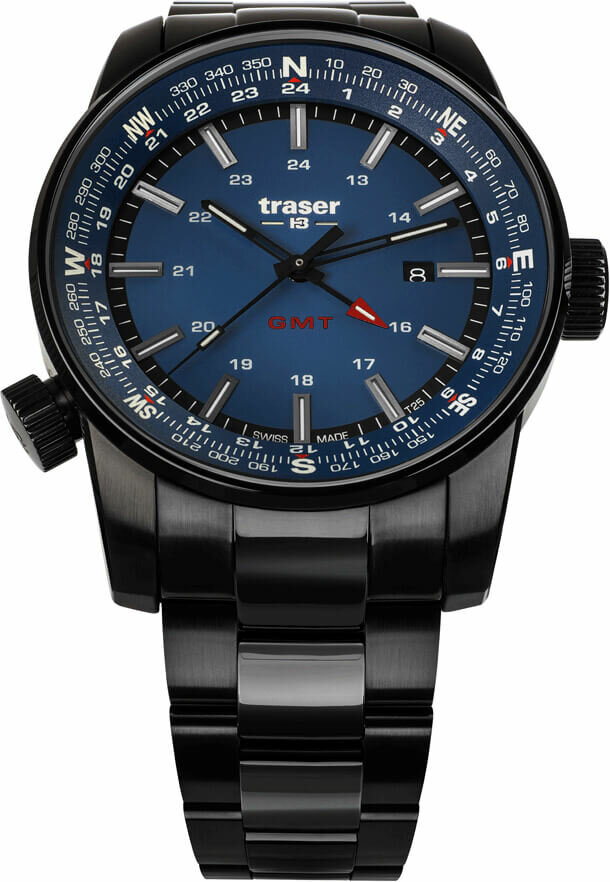 Часы Traser P68 Pathfinder GMT Blue, стальной браслет, 109524