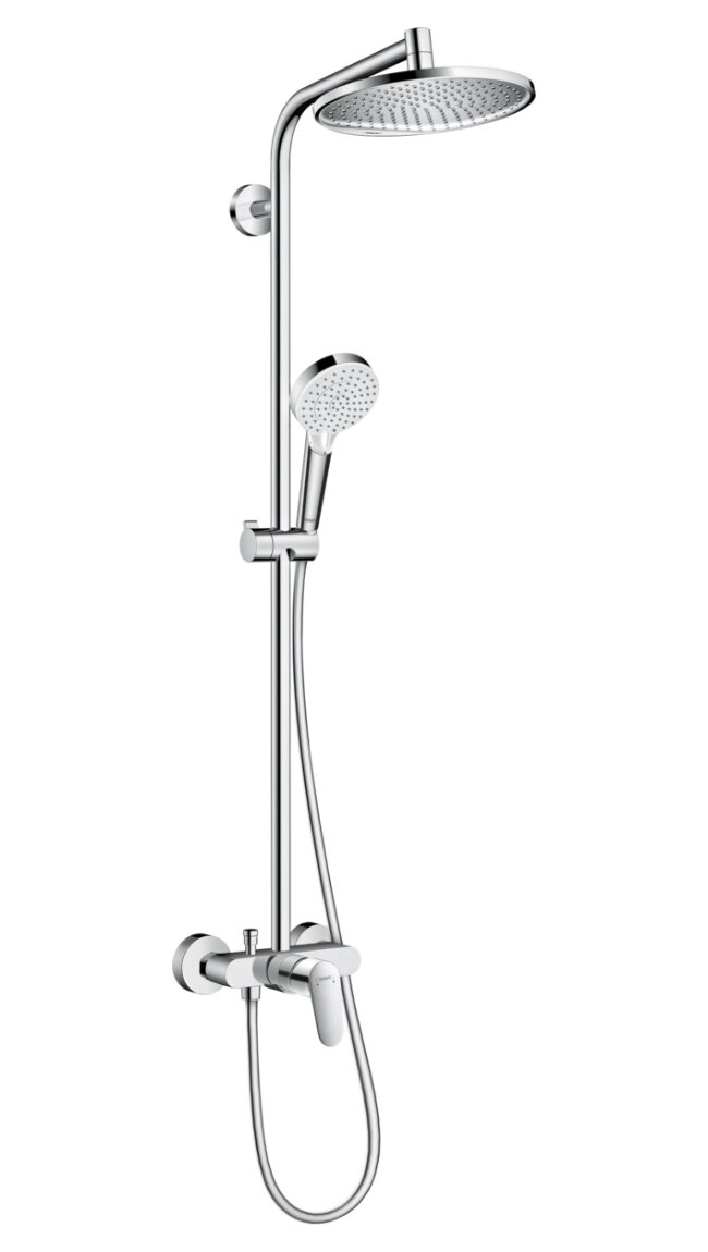 Душевая стойка Hansgrohe Crometta S Showerpipe 240 1jet Ecosmart, смеситель для душа, хром 27269000