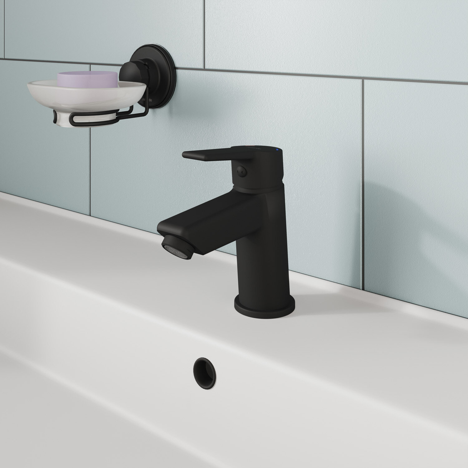 Фото товара на маркетплейсе yandex Смеситель для раковины Milardo Stripe STRBL00M01 черный матовый