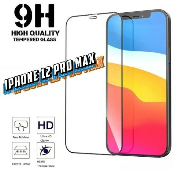 Защитное стекло для Apple iPhone 12 Pro Max / Стекло на Эпл Айфон 12 Про Макс / 3D стекло на весь экран / Full Glue