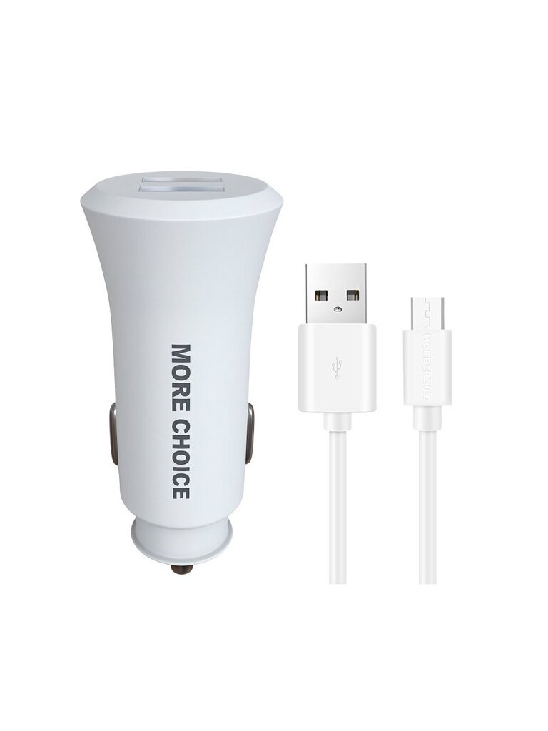 Зарядное устройство More Choice AC23m 2xUSB 2.4A + кабель MicroUSB White 4627151192123