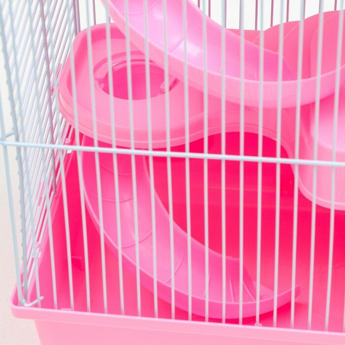 Клетка для мелких грызунов Пижон, с наполнением, 27 х 21 х 45 см, розовая - фотография № 4