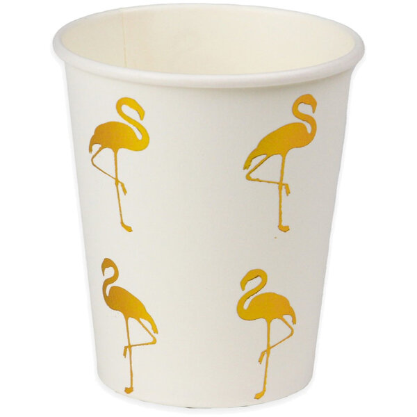 Набор бумажных стаканов «Фламинго» с золотым/серебряным тиснением, 250 мл,6 шт, еврослот