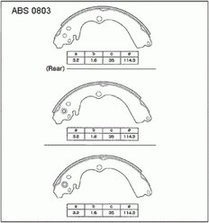 Колодки задние барабанные Allied Nippon ABS0803 Subaru: 228.6x36.5 26257AA030 Subaru Forester (Sf). Subaru Forester