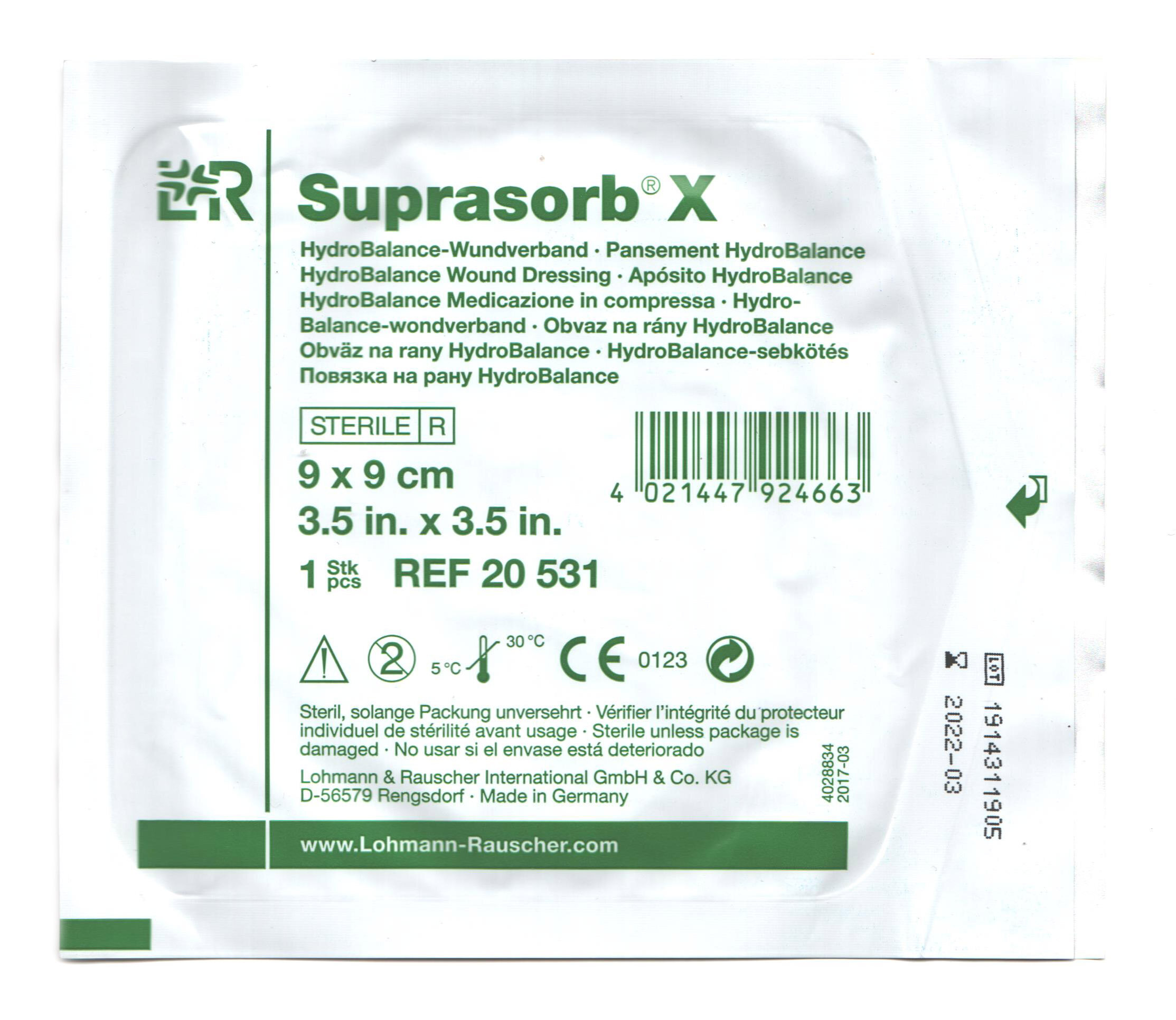 Suprasorb X / Супрасорб Х - гидросбалансированная повязка для инфицированных и гнойных ран, 9x9 см