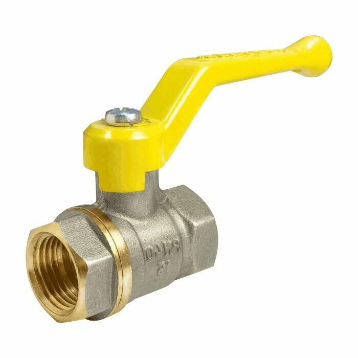 фото Кран шаровой латунь никель газ 11Б27фтМ Ду 15 Ру40 ВР полнопроходной рычаг VALFEX VF.271.NR3.012