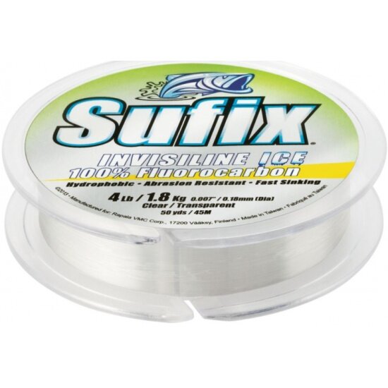 Леска монофильная зимняя SUFIX Invisiline Ice Fluorocarbon 50м 0.16мм 2кг