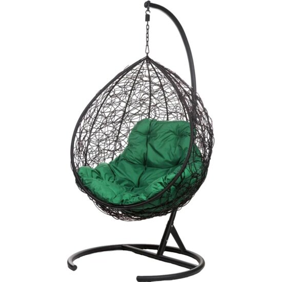 Подвесное кресло кокон BIGARDEN "Tropica Black" (зеленая подушка)