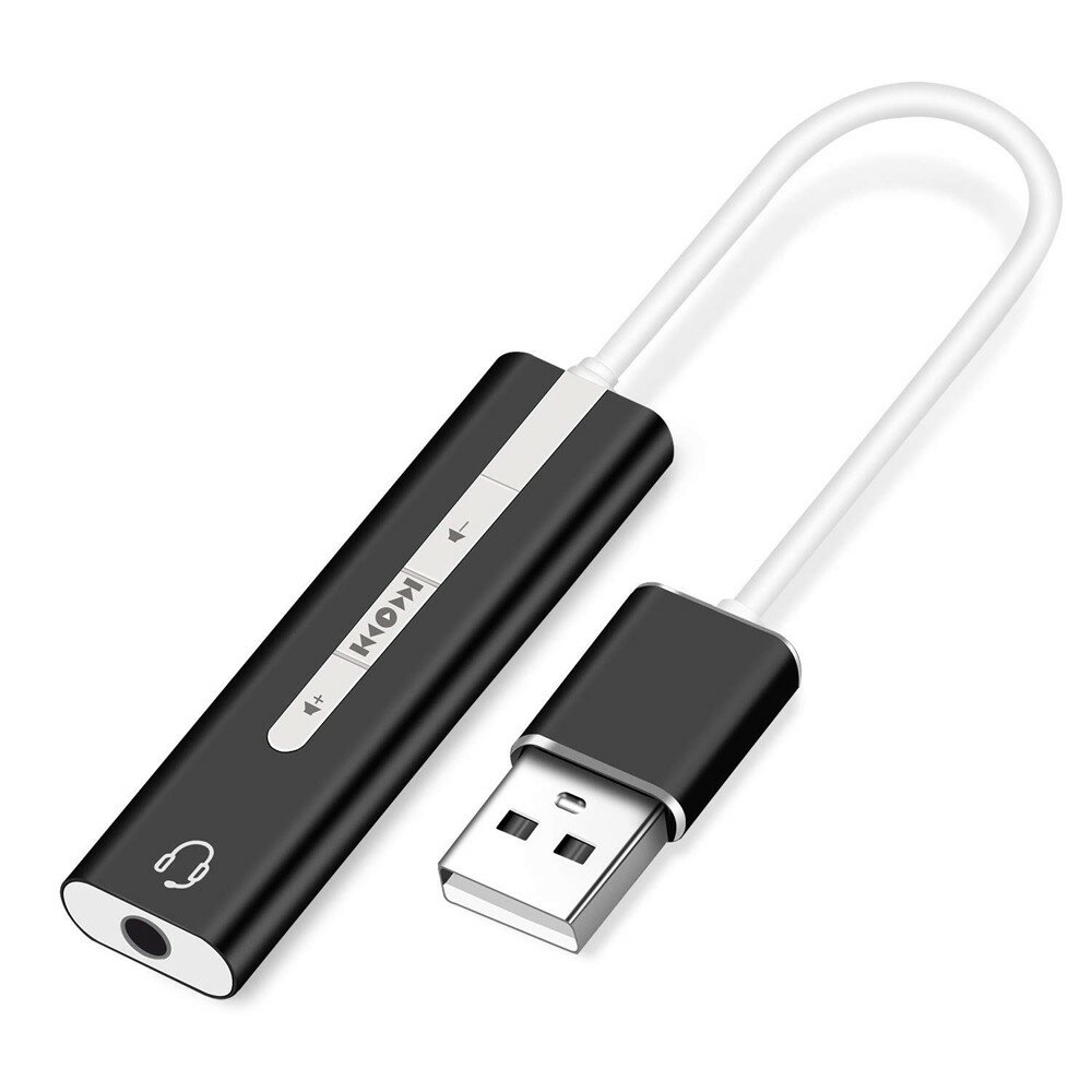 Orient переходник AU-04PLB Адаптер USB to Audio звуковая карта  jack 3.5 mm 4-pole для подключения телефонной гарнитуры к порту USB кнопки: