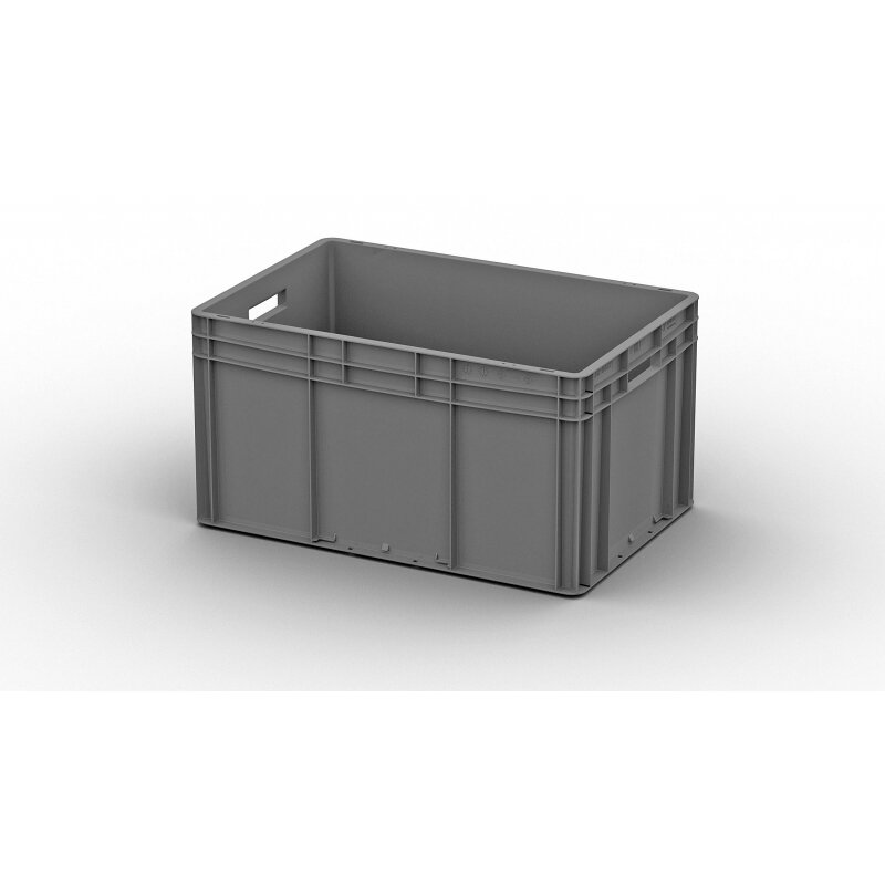 Ящик сплошной серый 600х400х320 (ЕС-6432.1) гл дно, откр. ручки - фотография № 3