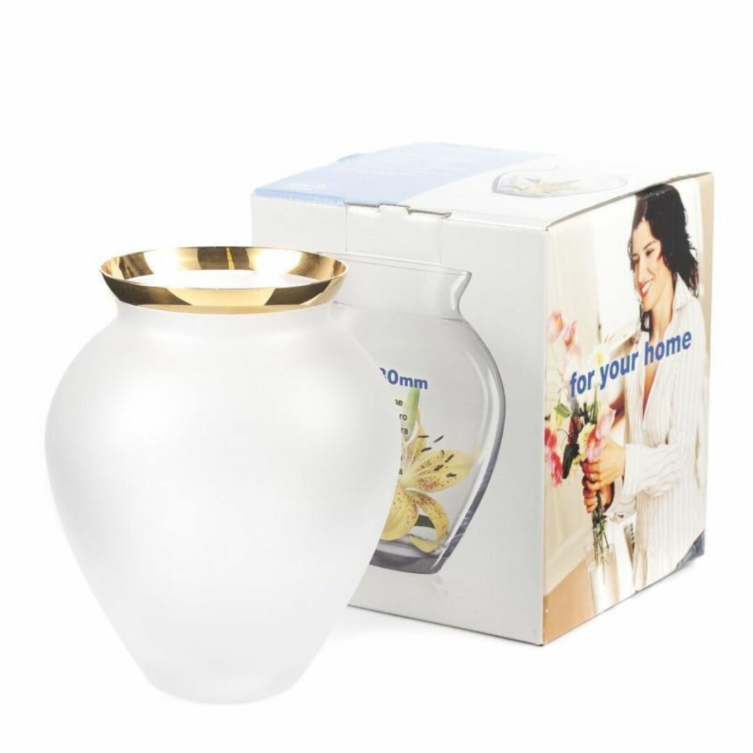 фото Ваза белая матовая с золотом, 18 см