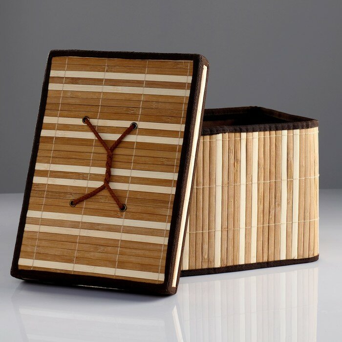 Короб для хранения, с крышкой, складной, 31×21×23 см, бамбук - фотография № 3