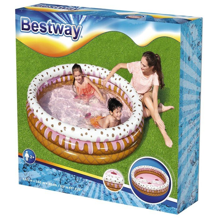 Бассейн надувной Sundae Funday, 160 x 160 х 38 см, 51144 Bestway - фотография № 5