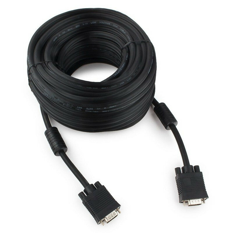 Кабель VGA - VGA, М/М, 20 м, фер, экр, Cablexpert, чер, CC-PPVGA-20M-B 956272