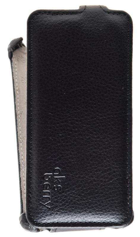 Кожаный чехол для Tele 2 Midi Aksberry Protective Flip Case (Черный)