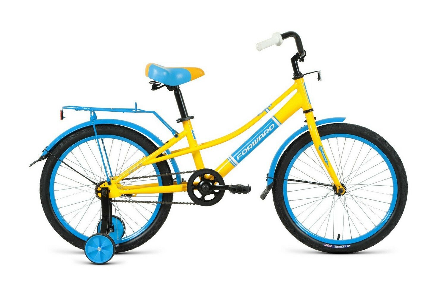 Детский велосипед Forward Azure 20, год 2021, цвет Желтый-Голубой