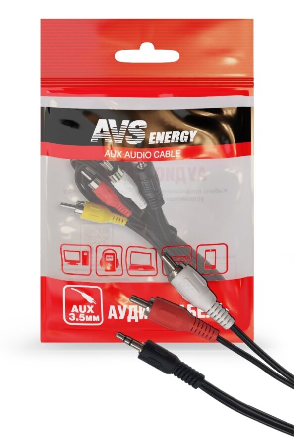 фото Кабель Avs С Разъемом 3,5 Jack - 2rca (Аудио)(1м) Rca-61 AVS арт. A78885S