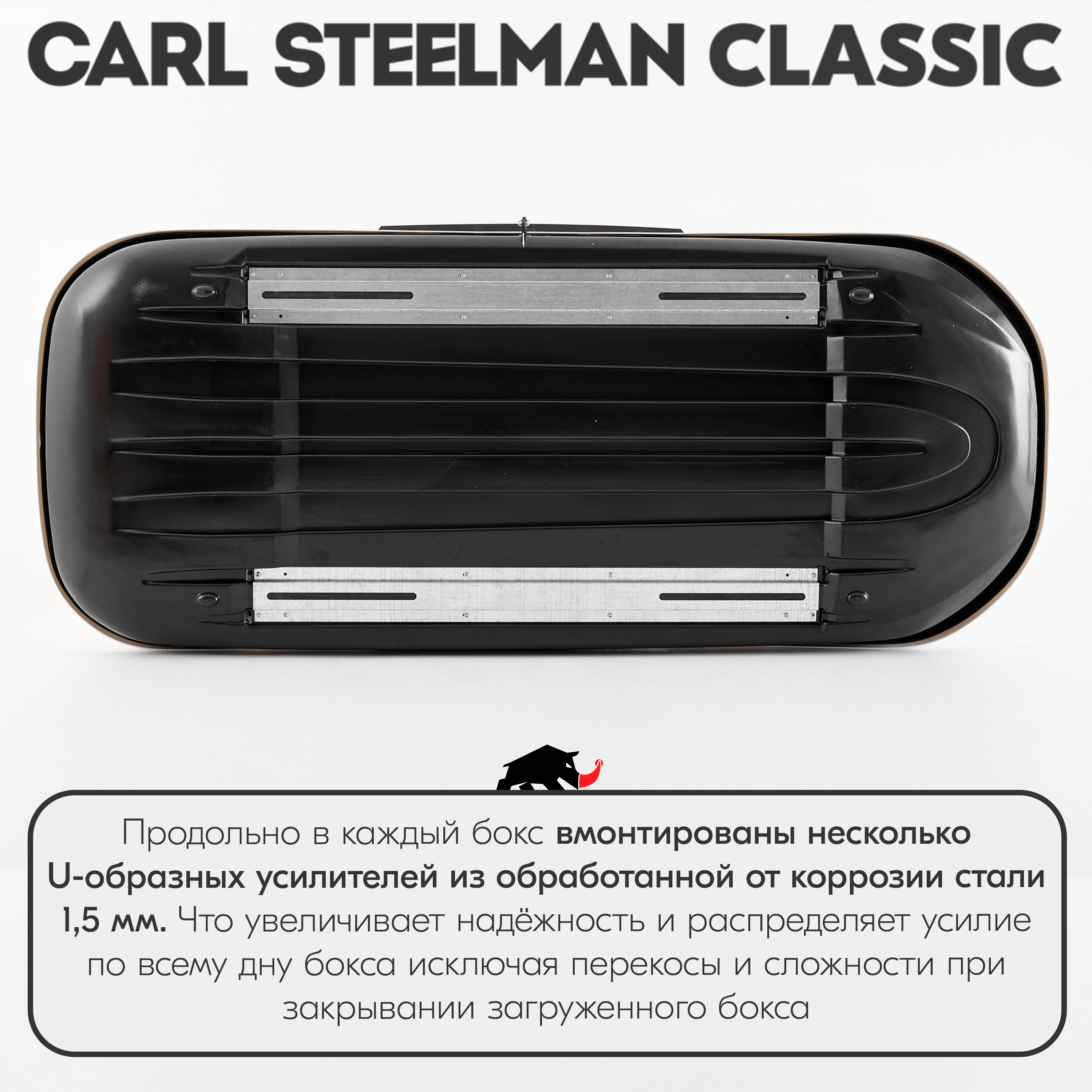 Багажный бокс на крышу Carl Steelman CLASSIC 1950*865*405 белый "карбон" с двухсторонним открытием + еврокрепление "краб"(об470л)