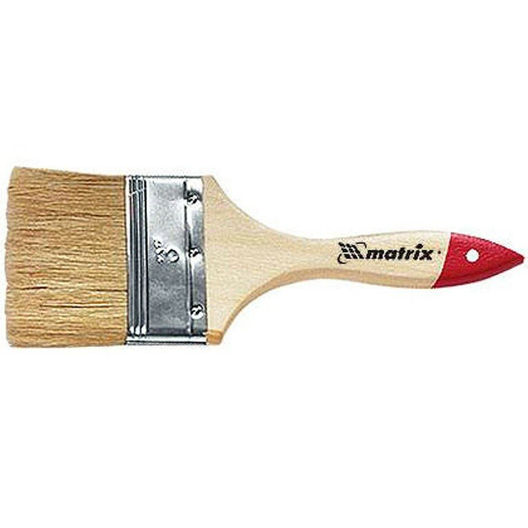 фото Кисть плоская Стандарт 50мм натуральная щетина деревянная ручка