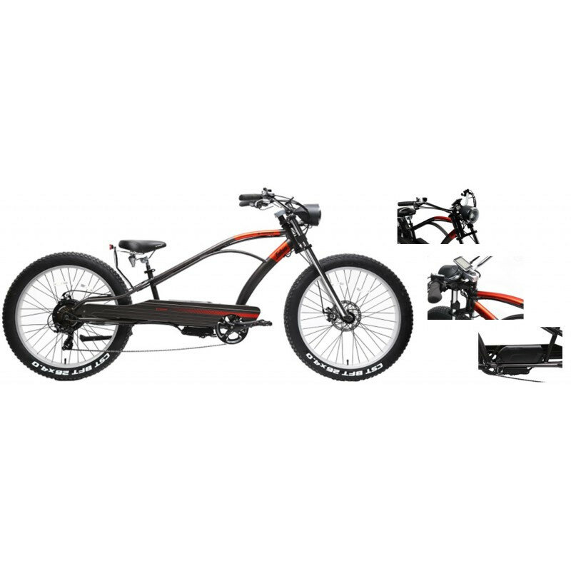 Электро-чоппер Falcon(40км\ч,40км на заряде.48V\500W,10,4Ah 48V,тормоза-Тектро,7 скор,Shimano tourne