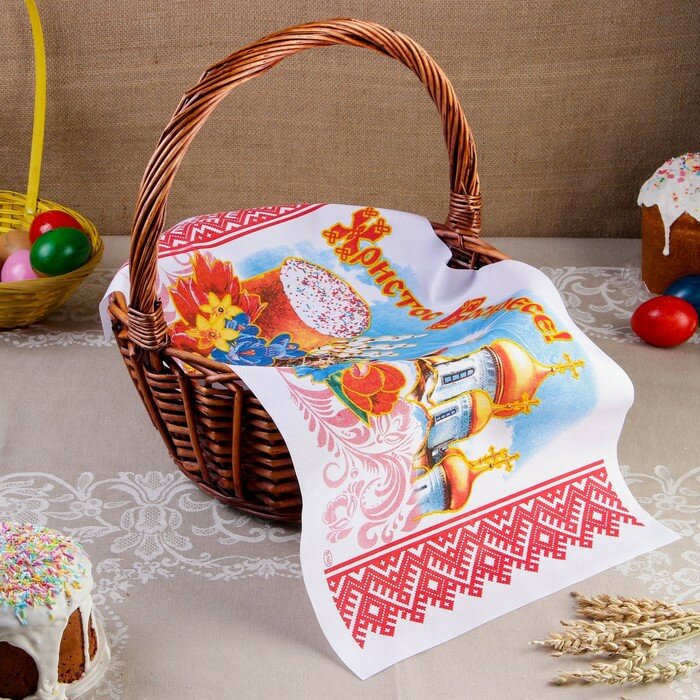 Рушник пасхальный "Кулич с яйцами", 65 × 30 см - фотография № 2
